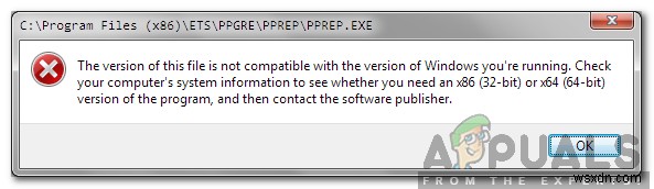 Windows에서  이 파일의 버전은 실행 중인 Windows 버전과 호환되지 않습니다  오류를 수정하는 방법은 무엇입니까? 