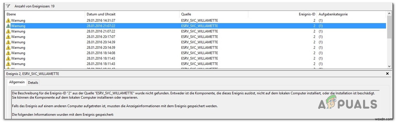 ESRV_SVC_WILLAMETTE 이벤트 뷰어 오류를 수정하는 방법 