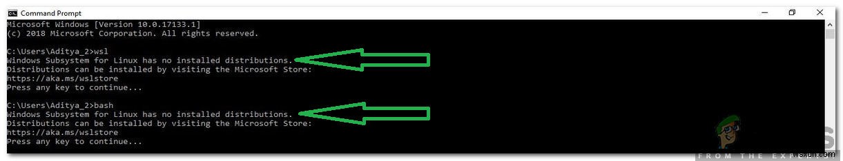  Linux용 Windows 하위 시스템에 설치된 배포판이 없습니다  오류를 수정하는 방법은 무엇입니까? 