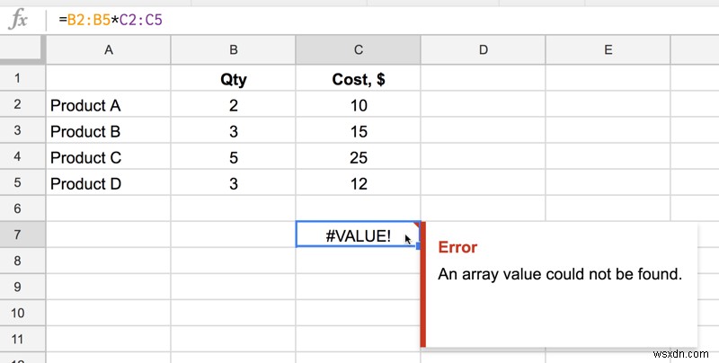 Excel에서  배열 값을 찾을 수 없습니다  오류를 수정하는 방법 