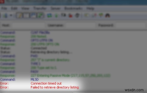 FileZilla에서  디렉토리 목록 검색 실패  오류를 수정하는 방법 