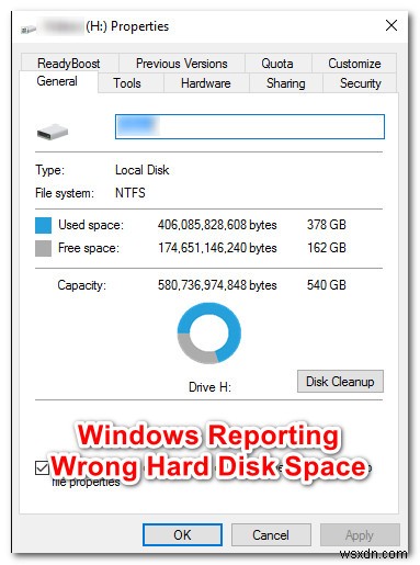 Windows 보고 잘못된 하드 디스크 여유 공간을 수정하는 방법 