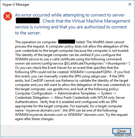 원격 Hyper-V Server 2019 연결 문제를 해결하는 방법