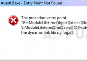 수정: AvastUI.exe  진입점을 찾을 수 없음 