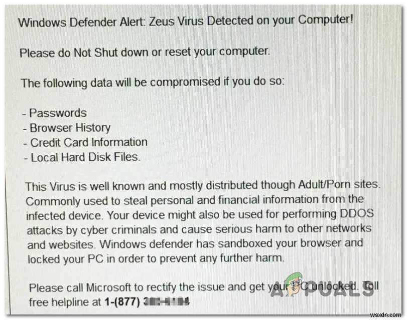 수정:Windows Defender 경고:컴퓨터에서 Zeus 바이러스가 감지되었습니다.