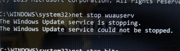 수정:Windows 업데이트 서비스를 중지할 수 없음 