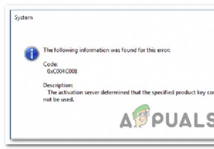 수정:Windows 정품 인증 오류 코드 0xC004C008 