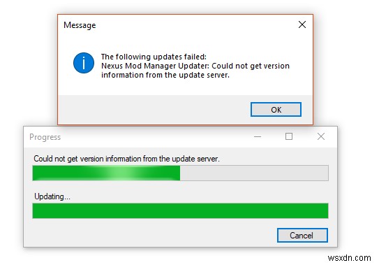 수정:Nexus Mod Manager가 업데이트 서버에서 버전 정보를 가져올 수 없음 