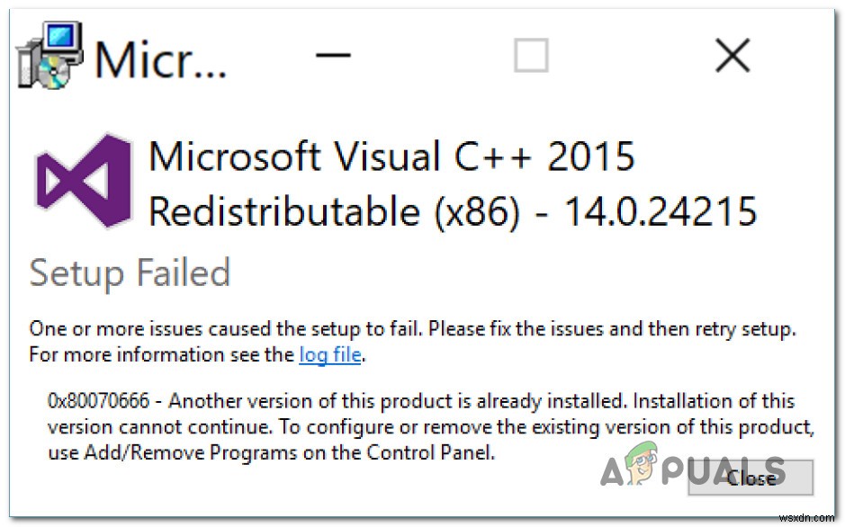 수정:Microsoft Visual C++ 설치 시 오류 0x80070666 