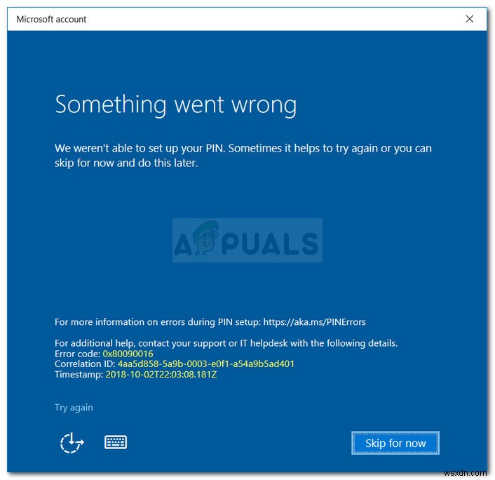 수정:Windows 10에서 0x80090016 오류가 발생했습니다. 