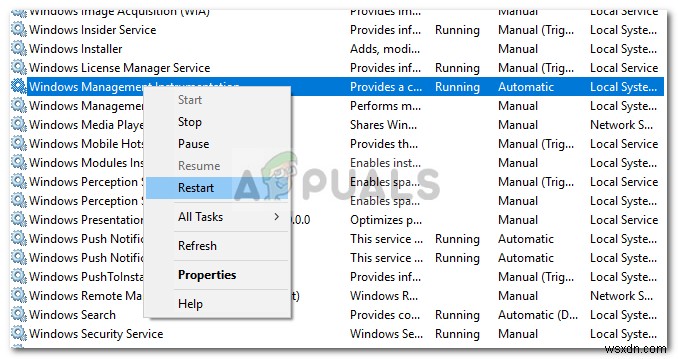 수정:Windows 10에서 WMI 공급자에 연결할 수 없음 