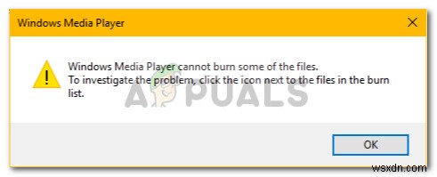 수정:Windows Media Player에서 일부 파일을 구울 수 없음 