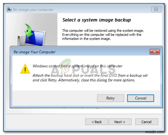 수정:Windows가 이 컴퓨터에서 시스템 이미지를 찾을 수 없음 