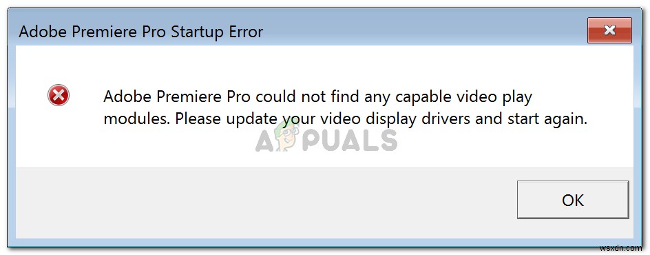 수정:Adobe Premiere Pro에서 사용 가능한 비디오 재생 모듈을 찾을 수 없음 