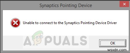 수정:Synaptics 포인팅 장치 드라이버에 연결할 수 없음 