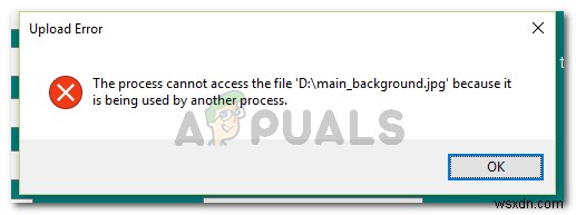 수정:다른 프로세스에서 사용 중이기 때문에 프로세스가 파일에 액세스할 수 없음 
