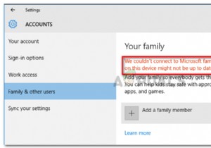 수정:지금 Microsoft Family에 연결할 수 없습니다. 
