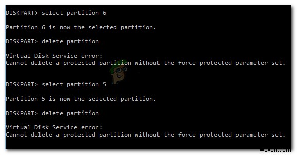 수정:Force Protected Parameter Set 없이 보호된 파티션을 삭제할 수 없음 