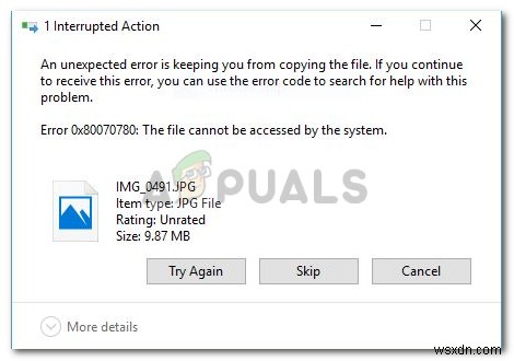 수정:시스템 오류 0x80070780에서 파일에 액세스할 수 없습니다. 