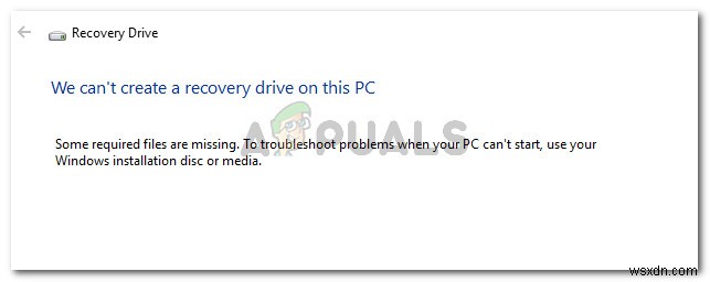 수정:이 PC에서 복구 드라이브를 생성할 수 없습니다. 