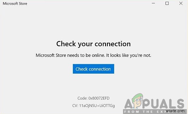 수정:Microsoft Store  연결 확인  