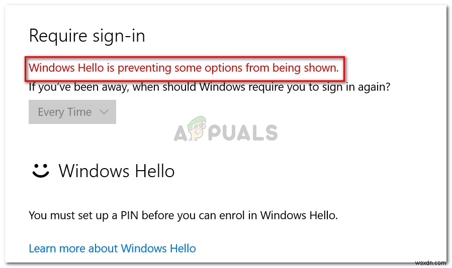 수정:Windows Hello에서 일부 옵션이 표시되지 않습니다. 
