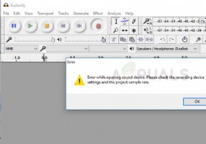 수정:Audacity  사운드 장치를 여는 동안 오류 발생  