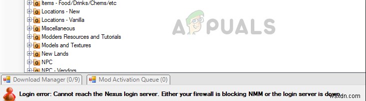 수정:Nexus Mod Manager 로그인 오류 