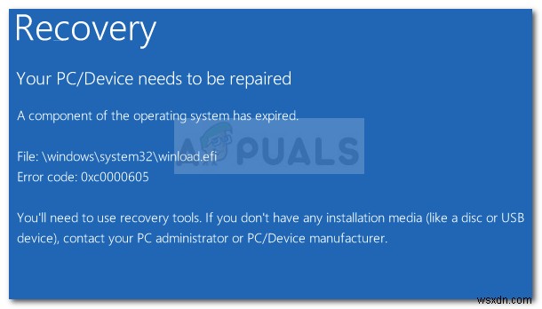 수정:Windows 10의 오류 0x0000605 