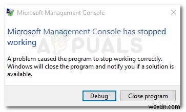 수정:Microsoft Management Console이 작동을 멈췄습니다. 