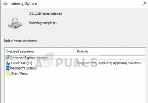 수정:Windows 10 인덱싱이 실행되지 않음 