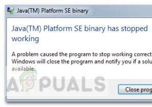 수정:Java Platform SE 바이너리가 작동을 멈췄습니다. 