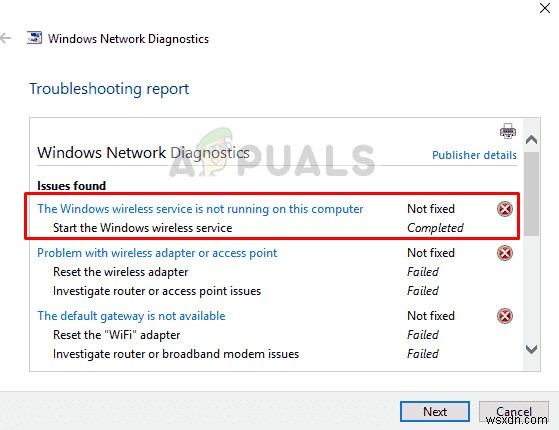 수정:Windows 무선 서비스가 실행되지 않음 