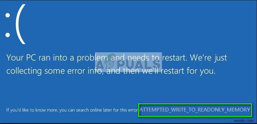 수정:ATTEMPTED_WRITE_TO_READONLY_MEMORY BSOD 