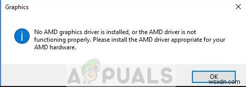 수정:AMD 그래픽 드라이버가 설치되어 있지 않습니다. 