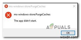 수정: ms-windows-store:PurgeCaches, 애플리케이션이 시작되지 않았습니다.  