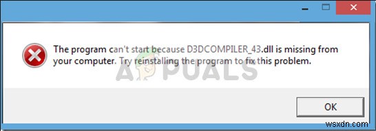 수정:D3DCompiler_47.dll이 누락되었습니다. 