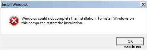 수정:Windows에서 설치를 완료할 수 없음 