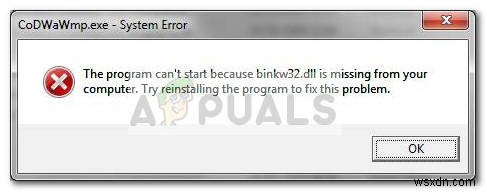 수정:binkw32.dll에 오류가 없습니다. 