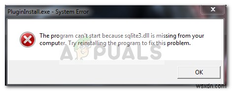 수정:컴퓨터에서 sqlite3.dll이 누락되었습니다.