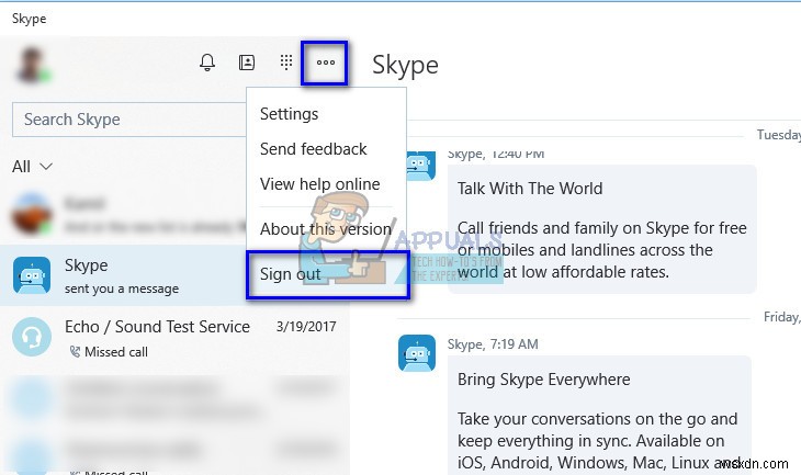 수정:Skype 메시지가 전송되지 않음