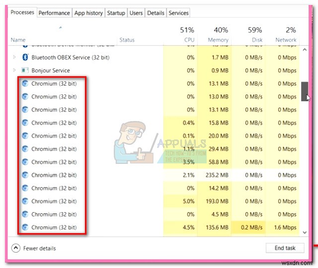 수정:Chromium이 제거되지 않음 