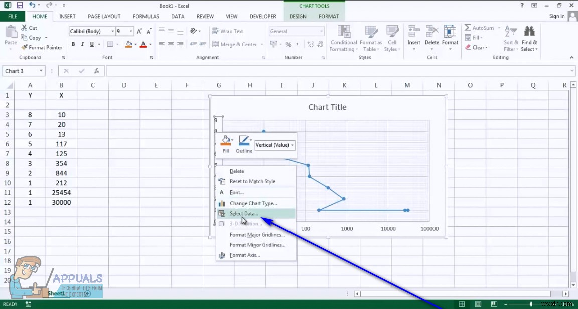 Excel에서 분산형 차트의 축을 전환하는 방법 