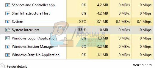 수정:시스템 인터럽트 높은 CPU 사용량