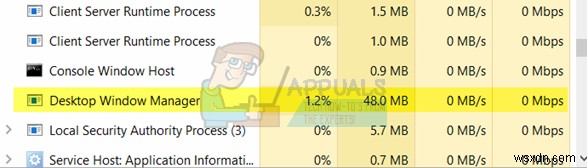 수정:데스크탑 창 관리자 높은 CPU 사용량  dwm.exe 