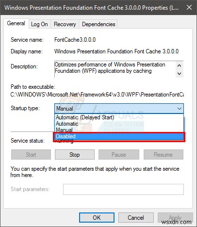 수정:PresentationFontCache.exe 높은 CPU 또는 메모리 사용량 