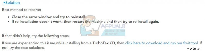 수정:TurboTax 오류 코드 65535  예기치 않은 오류  
