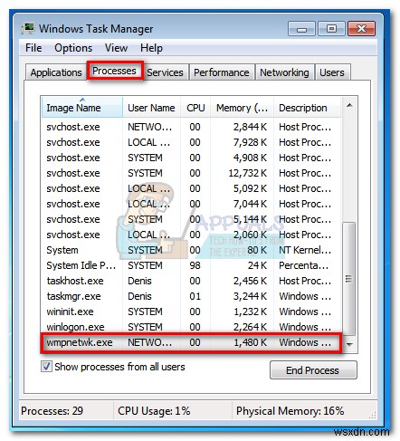 Windows 7에서 wmpnetwk.exe로 높은 CPU 및 디스크 사용량을 수정하는 방법 