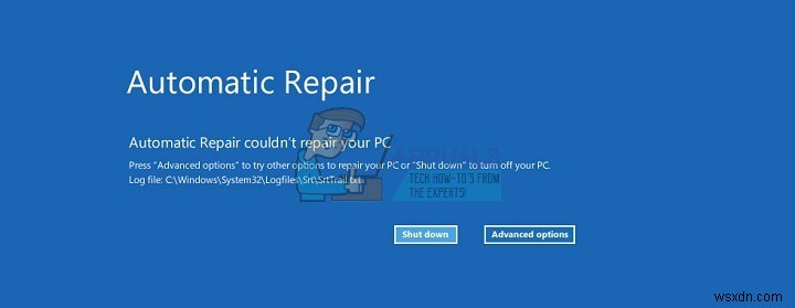 자동 복구를 수정하는 방법 Windows 10에서 PC를 복구할 수 없습니다. 