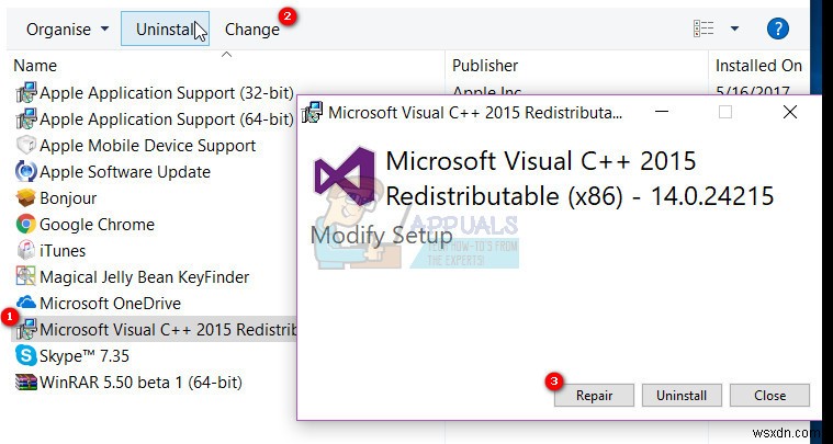 수정:Windows 10의 Microsoft Visual C++ 런타임 라이브러리 오류 